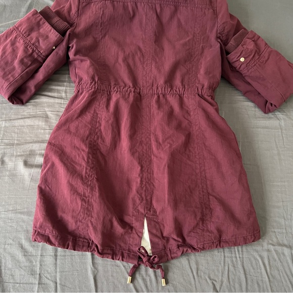 Ever New Faux Fur Lined Jacket Burgundy Gold Accents Size 2 Removable Lining - Picture 5 of 12